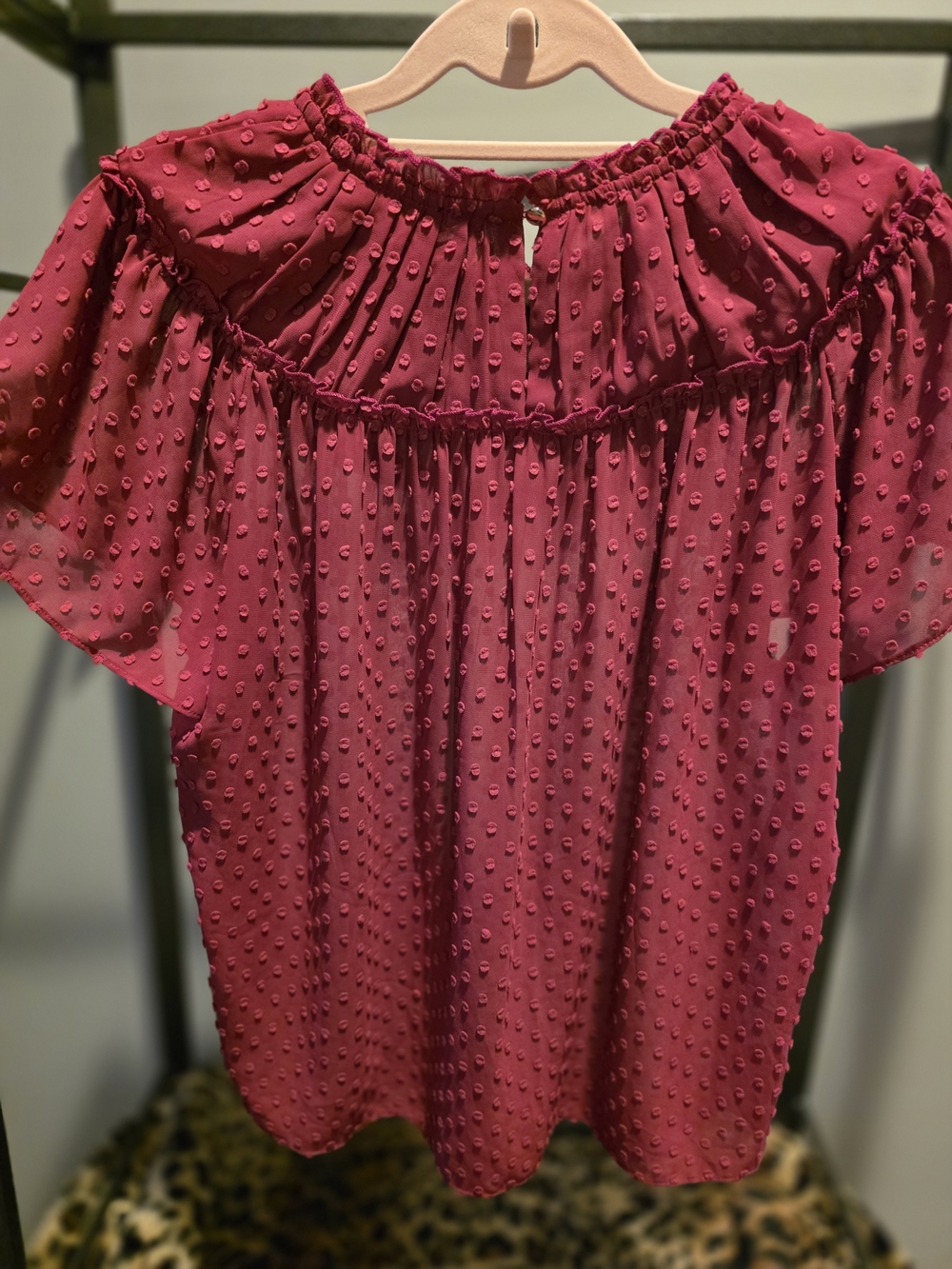 J. Crew Raspberry Dot Ruffle Yoke Blouse - Picture 7 of 9